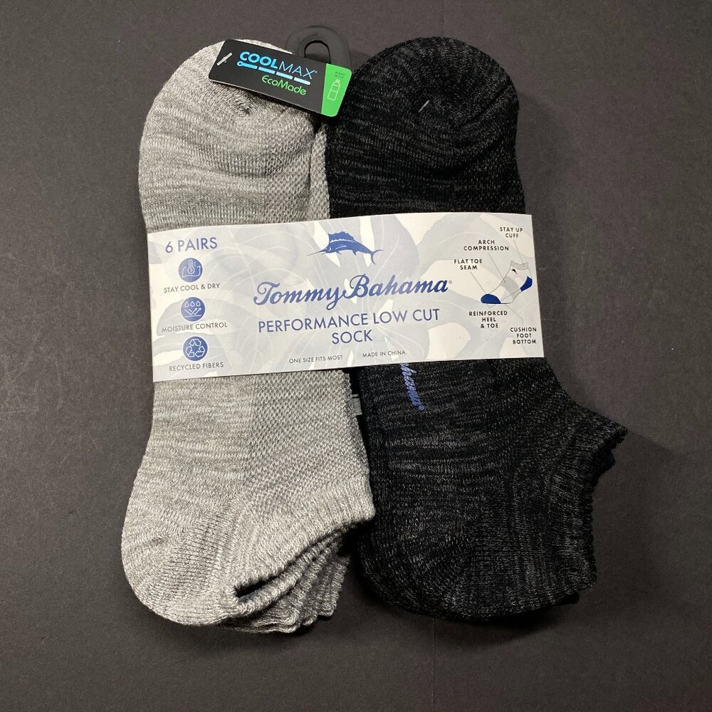 Tommy Bahama Coolmax Performance Low Cut Socks One Size - 6 Pair – Earth Colors